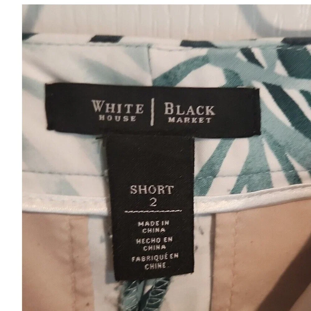 White House‎ Black Market Palm Leaf Print Chino Shorts Size 2 Pockets